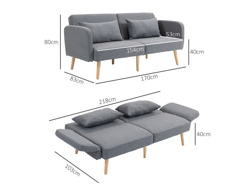  Canapé convertible 3 places 170x83x80 cm dossier réglable gris  - Conforama E