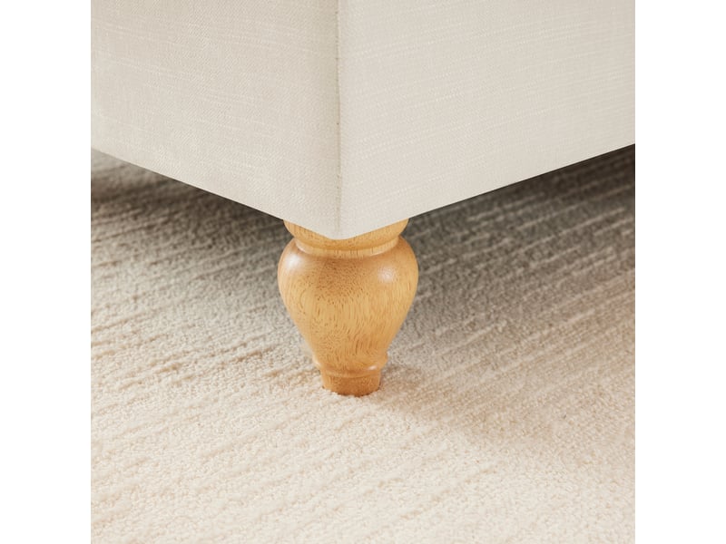 Fauteuil avec pouf, dossier segmenté et housse à volants amovible  - pieds fuseau, chenille blanc  - Conforama E