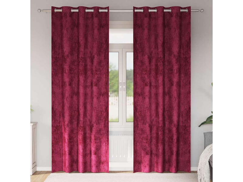  Lot de 2 rideaux en velours, rideaux de fenêtre rouge bordeaux 245 x 140 cm velours cf44250  - Conforama B