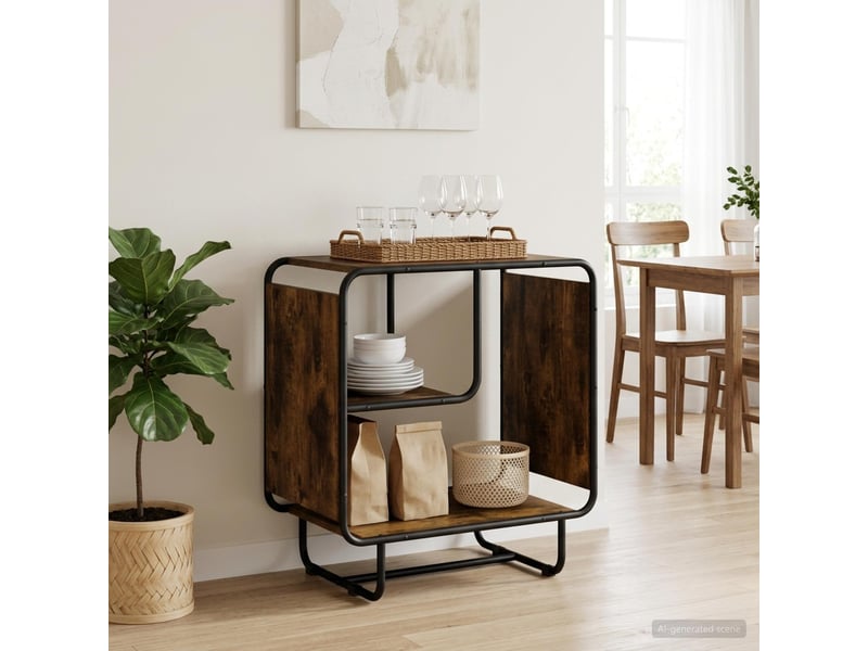 Buffet salon, buffet de rangement chêne fumé 60x37,5x64,5 cm bois d'ingénierie - Conforama B