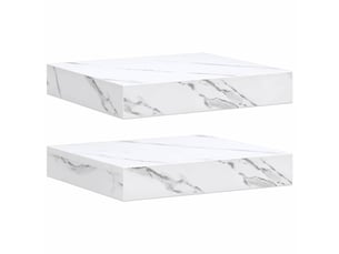 Lot de 2 étagères murales, étagères flottantes, étagères suspendues marbre blanc 23 x 23,5 x 3,8 cm cf41804