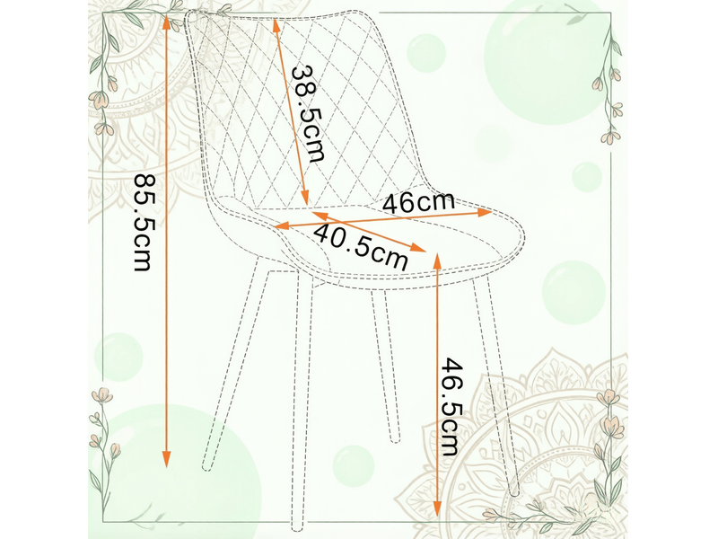  Lot de 2 chaises de salle à manger 46,5×40,5×85,5cm, marron, pu, pieds métal, dossier ergonomique  - Conforama C