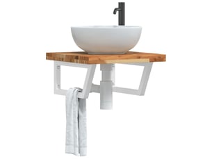 Étagère de vasque murale acier et bois massif d'acacia shl286