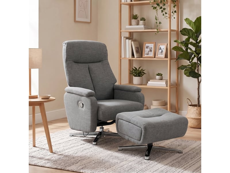  Fauteuil relax - fauteuil inclinable réglable manuellement avec repose-pieds, gris foncé, 85.5 x 80 x 102 cm  - Conforama C