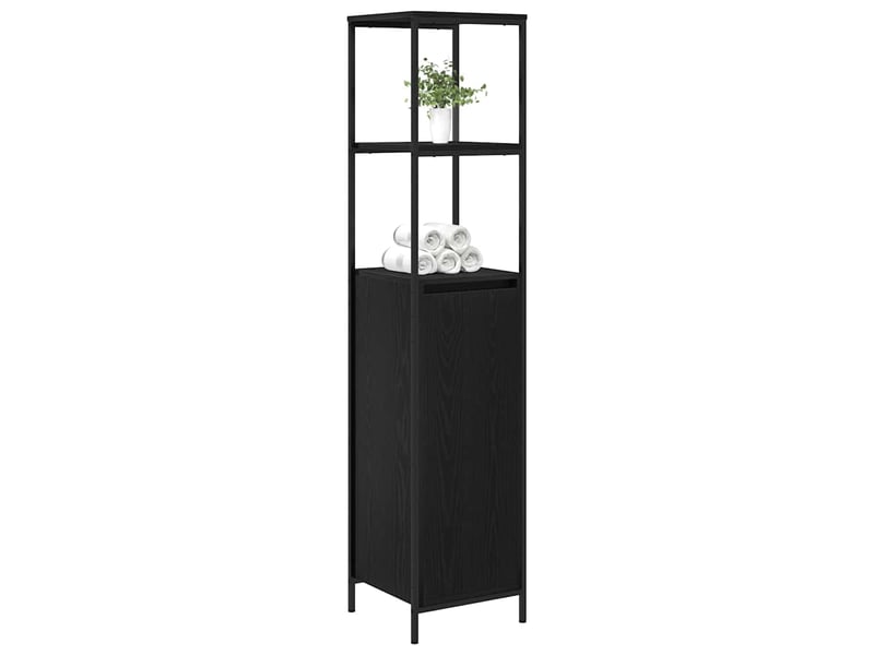 Meuble de salle de bain avec étagères chêne noir 36x35x165 cm  - Conforama D