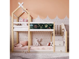 Lit cabane 90x200 cm <strong>OXEZA</strong>  <strong></strong> coloris bicolore