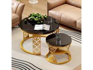 Table basse rond(e) coloris noir CRAVDOM 