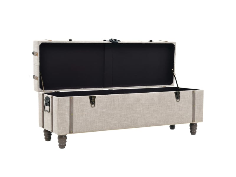  Bancs de rangement 3 pcs crème bois massif de sapin et tissu  - Conforama E