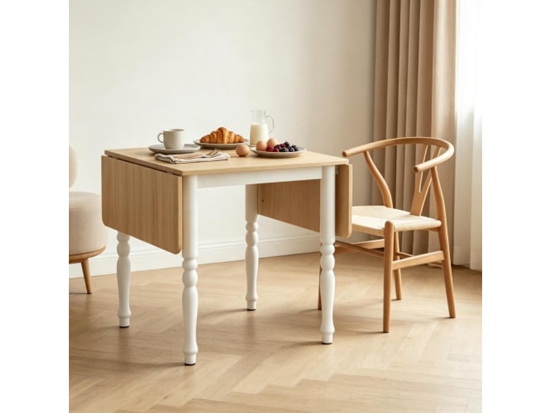  Table à manger pliante extensible 74–134 cm – 2 rallonges – pieds en acier – plateau bois naturel – 2–6 pers  - Conforama D