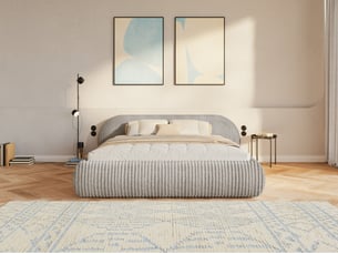 Lit avec rangement 200x200 cm <strong>SELSEY</strong>  <strong>Shels Low</strong> coloris blanc