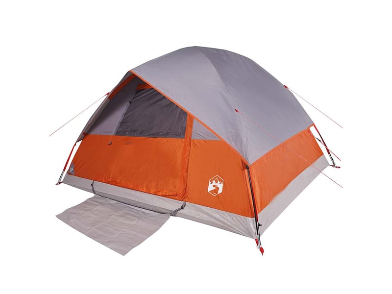  Tente de camping, tente familiale à dôme 6 personnes gris et orange imperméable shl34217  - Conforama D