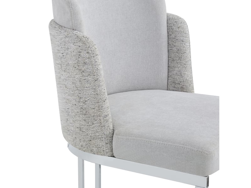  Lot de 6 chaises de salle à manger 61,5 x 53,5 x 86 cm gris clair et argent, tissu chenille, avec accoudoirs  - Conforama E