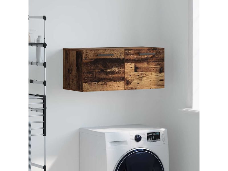  Meuble mural, rangement salon 80 x 36.5 x 35 cm bois d'ingénierie bois ancien shl1519  - Conforama B