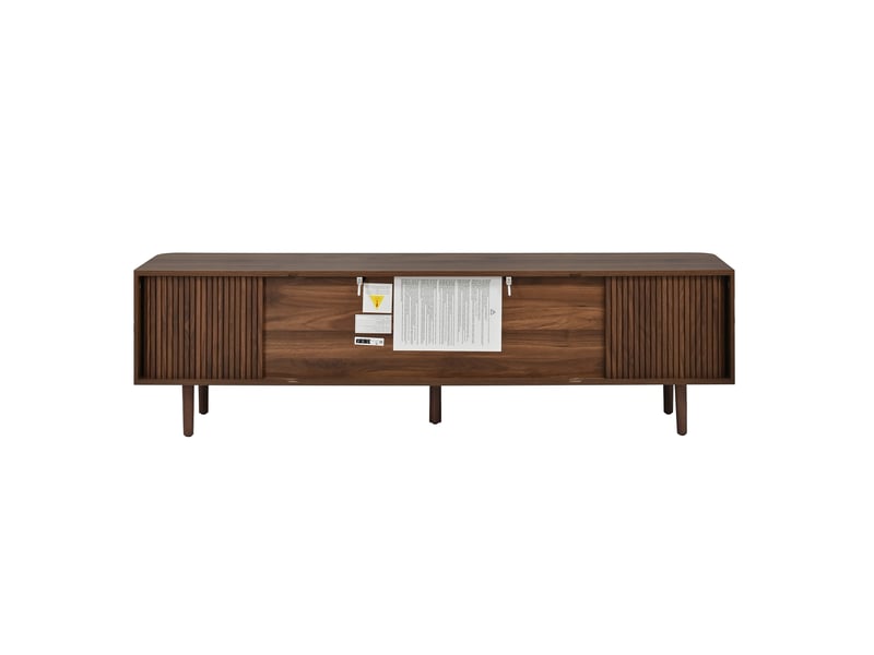  Meuble tv bas 165 cm en mdf avec 4 tiroirs et 2 portes coulissantes, grand espace de rangement et coins arrondis, design moderne pour salon, pour aménagement intérieur moderne OPULERANE TRADING LTD - Conforama E