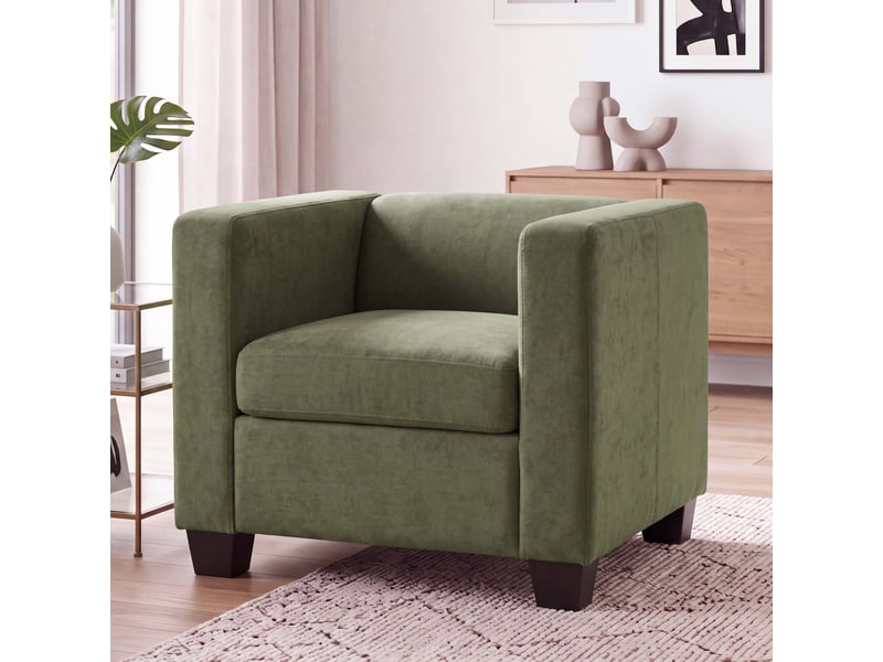  Fauteuil lille, fauteuil de salon, fauteuil rembourréde cocktail, suspension nosag, tissuchenille (260 gm²) - vert  - Conforama B