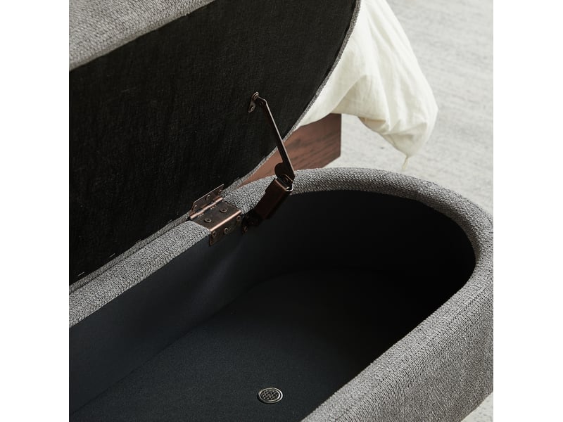  Banc de rangement 110 x 40 x 42 cm gris en chenille, coffre ventilé pour livres, plaids et jouets  - Conforama D