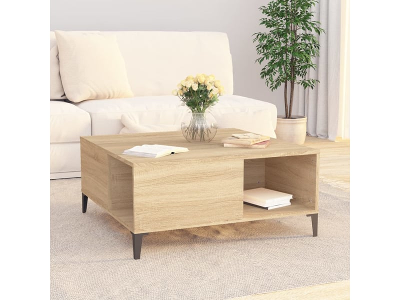  Table basse | table de salon chêne sonoma 80x80x36,5 cm bois d'ingénierie  - Conforama C