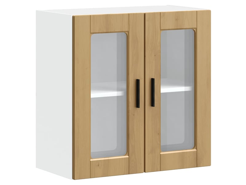  Armoire murale de cuisine porte en verre porto chêne artisanal shl1660  - Conforama A
