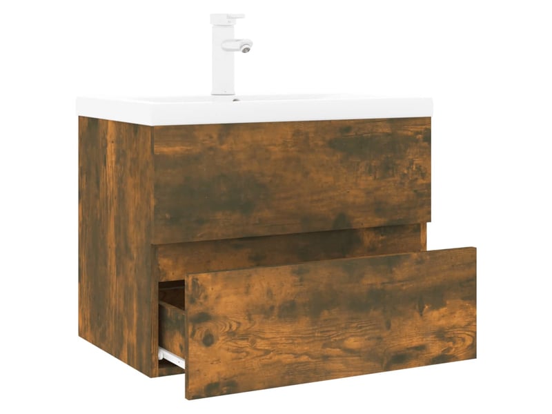  Meuble de lavabo avec bassin intégré chêne fumé bois d'ingénierie shl4748  - Conforama C
