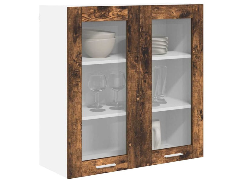 Meuble de rangement, armoire suspendue chêne fumé 80x31x80cm bois d'ingénierie shl2538 - Conforama C