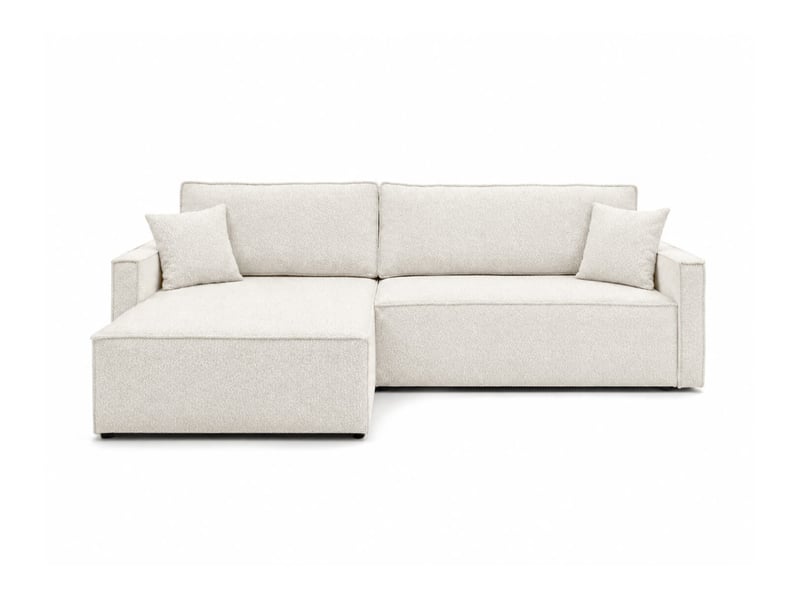  Farah - canapé d'angle max réversible et convertible 5 places accoudoirs slim en tissu bouclettes généreuses  - Conforama E