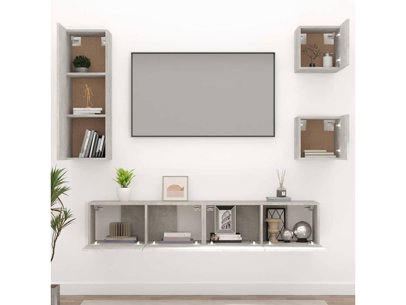  Ensemble de meubles tv 5 pcs gris béton bois d'ingénierie shl68133  - Conforama C