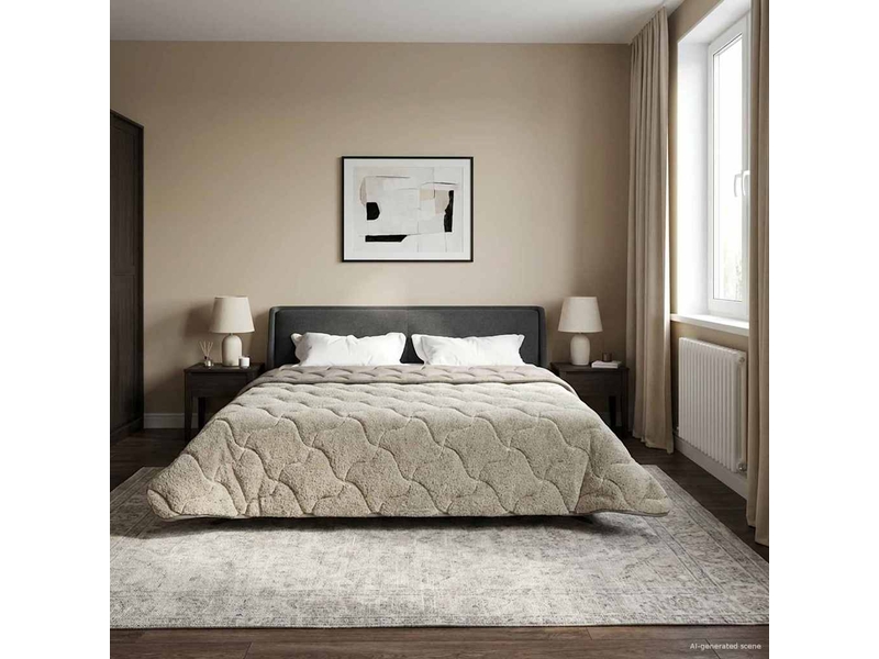  Duvet - couette complet toute l'année matelassé gris clair 200 x 220 cm  - Conforama D
