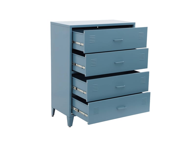  Commode industrielle acier 4 tiroirs bleu - soho  - Conforama C