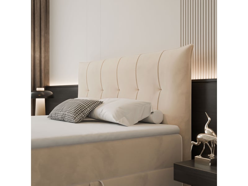  Lit coffre chester - 180x200 cm - avec matelas et surmatelas - velours dense - crème CHESTER - Conforama D