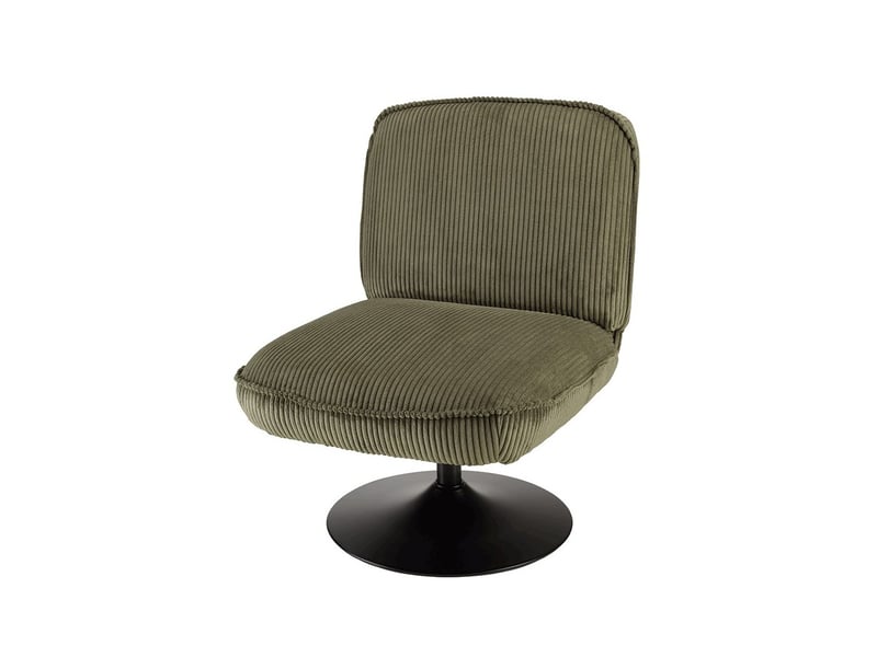 Agathe - fauteuil pivotant en tissu velours côtelé vert  - Conforama C