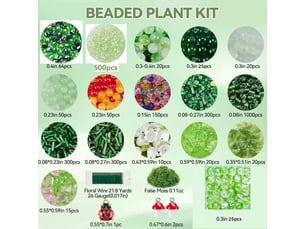Kit diy plantes en perles 5422 pièces, fleurs et feuilles en verre cristal, décoration artisanale et attrape-soleil