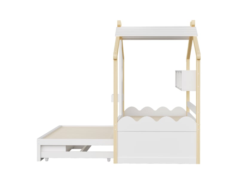  Lit enfant 90x200 cm - lit gigogne 90x200 cm - led rgb connectée et prises usb - 2 tiroirs - naturel  - Conforama A