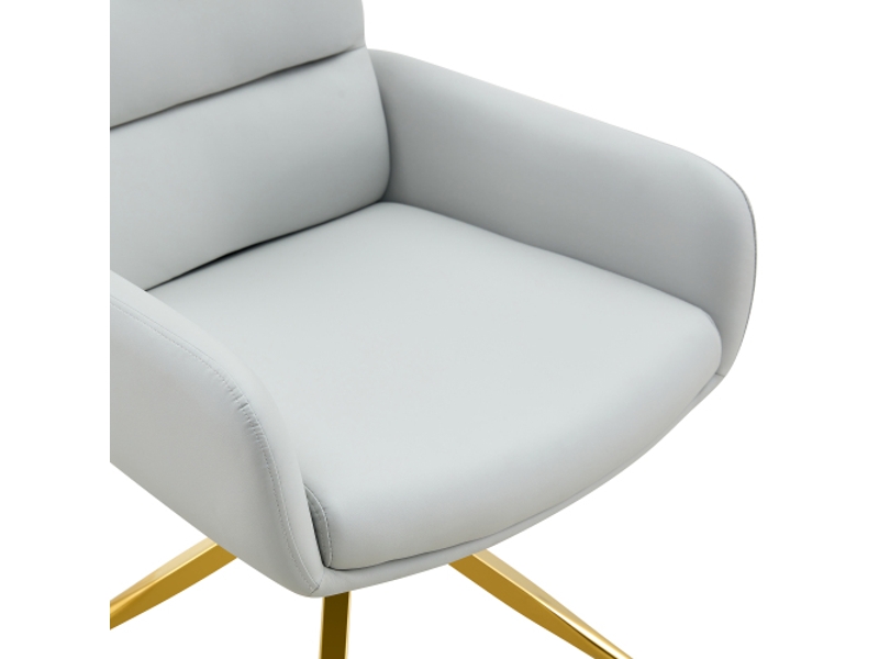  Ensemble de 2 chaises pivotantes luxe gris chaud pu – pieds dorés métal, rotation 360°, salle à manger &amp; espace détente  - Conforama E