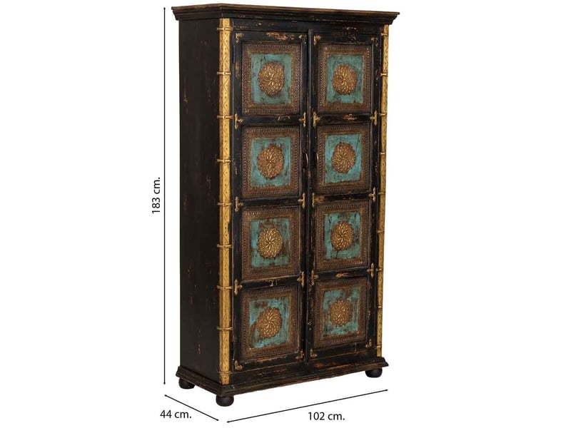  Armoire artisanale en bois noir 102x44x183h cm  - Conforama D