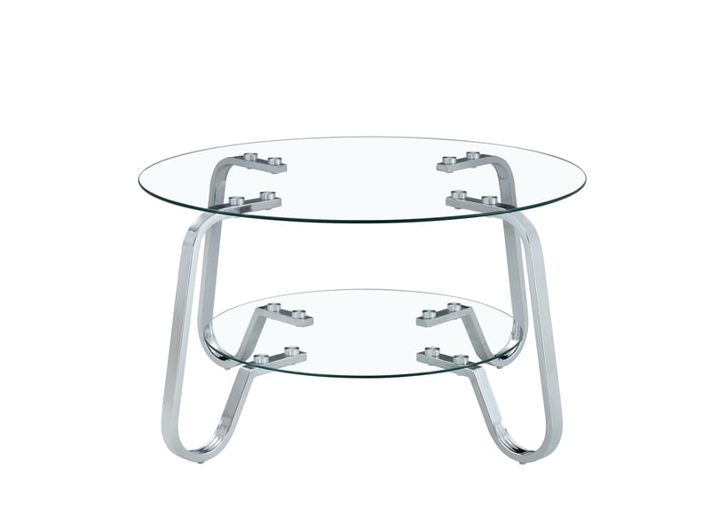  Table basse ronde 80 x 80 cm en métal argenté  - Conforama A