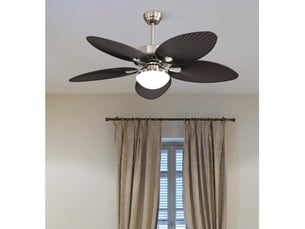 Ventilateur de plafond fabrilamp borasco dc nickelmarron 5 pales 132 cm 6 vitesses led 24 w télécommande