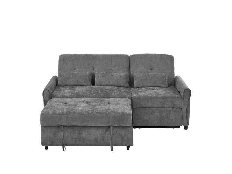 Canapé extensible 3 places 176x148x83 cm en chenille gris - Conforama R