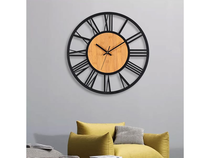  Horloge murale métal et bois 40cm – style classique  - Conforama B