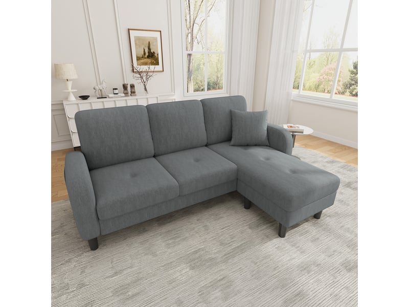  Canapé d'angle réversible 3 places 166 cm en coton-lin gris clair, méridienne modulable Fay Lum - Conforama B