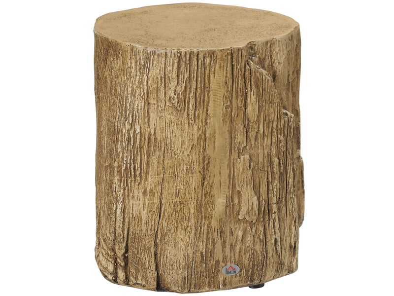  Table d’appoint effet tronc d’arbre avec pieds réglables - lpospi - en béton imperméable, bois naturel, ø37 × 43 cm  - Conforama A