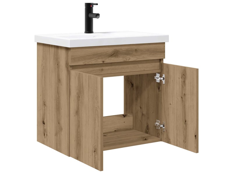 Meuble de rangement salle de bain avec robinet chêne artisanal shl4773 - Conforama D