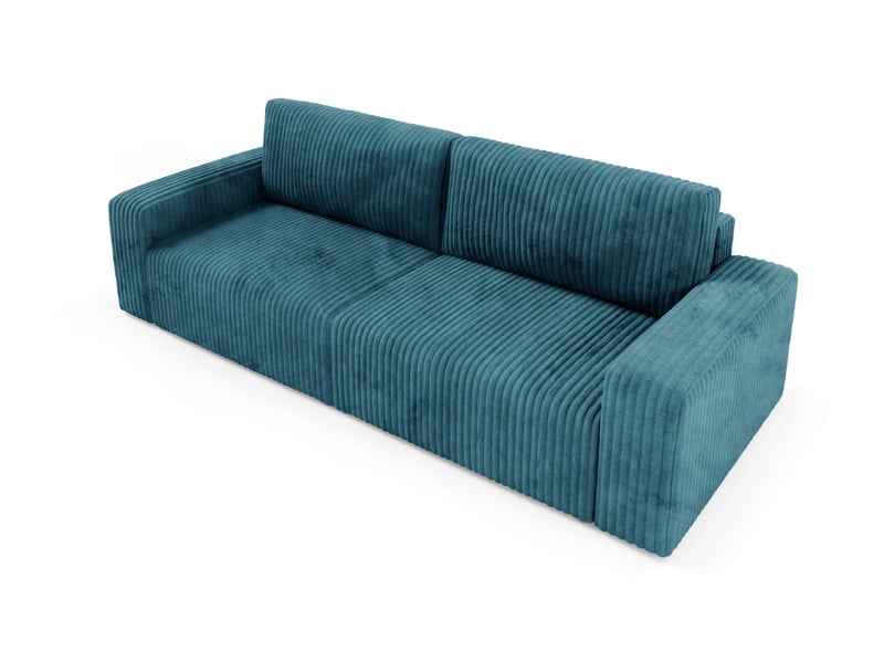 Canapé convertible 4 places en velours côtelé fano bleu turquoise - Conforama C