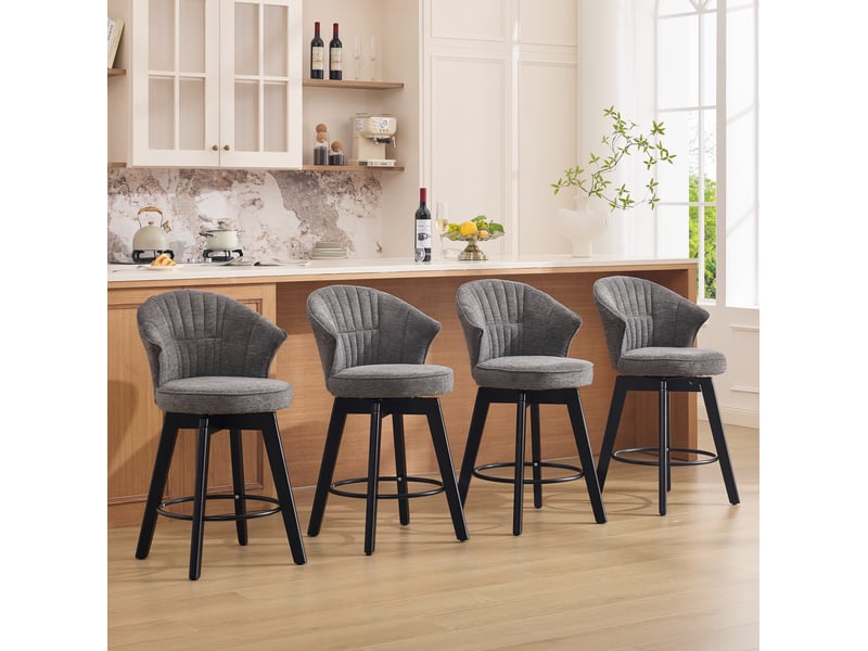  Lot de 2 tabourets de bar pivotants avec dossier 52.5x51x92.5 cm, gris  - Conforama W