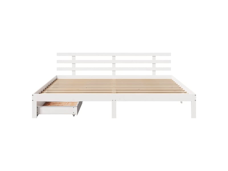  Lit double- lit adulte -  cadre de lit avec tiroirs sans matelas blanc 200x200 cm  - Conforama C