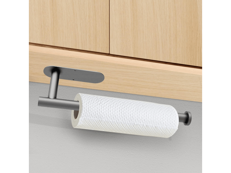  Porte-essuie-tout mural sous armoire pour essuie-tout de cuisine, barre autocollante, support, acier inoxydable sus304 13 pouces，gris  - Conforama A