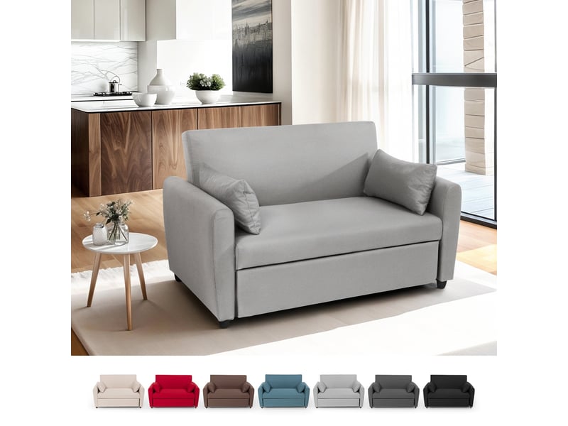 Canapé convertible 2 places clic clac design moderne en tissu porto rico - gris Modus Sofà - Conforama A
