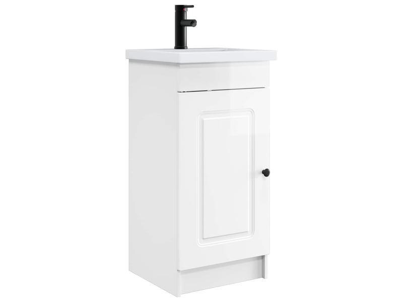 Meuble de salle de bain avec évier blanc brillant shl8203 - Conforama A