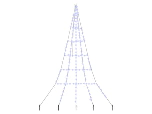 Arbre de noël, sapin de noël led avec piquets au sol bleu 306 cm métal