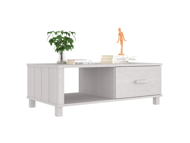  Table basse rectangulaire | table de salon hamar blanc 100x55x35 cm bois massif de pin  - Conforama D