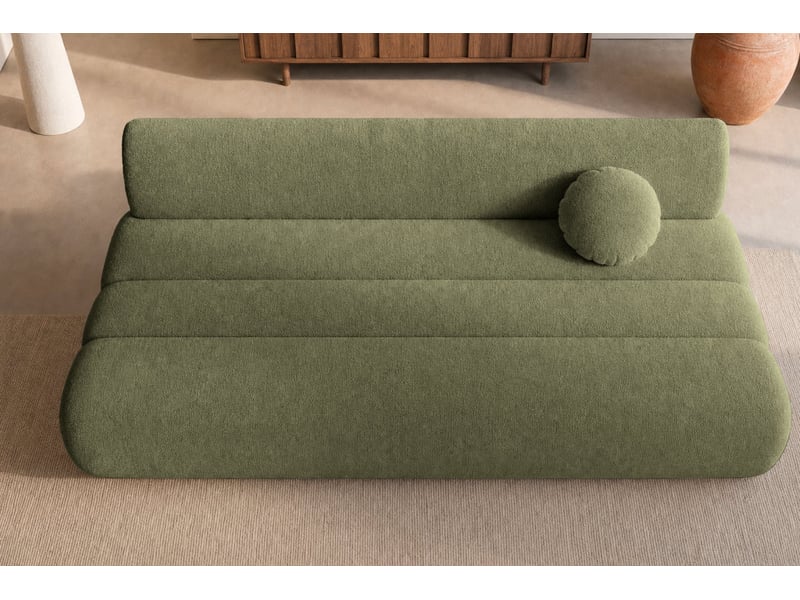  Bordilla - canapé droit convertible tissu chenille 3 places vert  - Conforama E